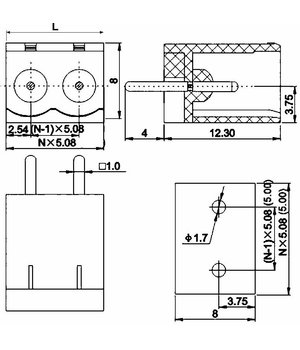 KALADĖLĖ KONTAKTINĖ 6pin kištukas lituojama, uždara, 5.08mm CKK10X+1.jpg