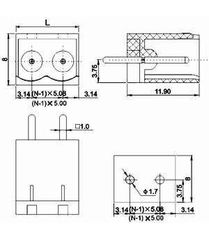 КОНТАКТНАЯ КОЛОДКА 6пина, штекер, для пайки, закрытого типа, 5.08mm CKK10X_U+1.jpg