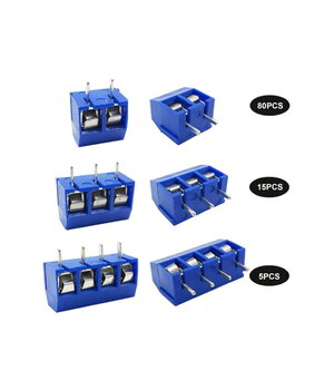 KONTAKTINIŲ KALADĖLIŲ rinkinys, 5.08mm, KF301 2pin (80vnt) / 3pin (15vnt) / 4pin (5vnt), 100vnt CKKR01+1.jpg