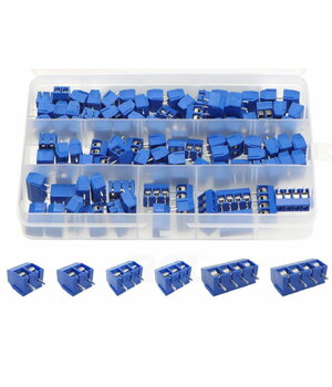 KONTAKTINIŲ KALADĖLIŲ rinkinys, 5.08mm, KF301 2pin (80vnt) / 3pin (15vnt) / 4pin (5vnt), 100vnt CKKR01.jpg