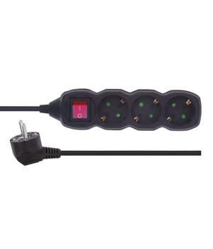 Power Strip SCHUKO with switch – 3 sockets, 1.5m, black CLA0131JJ.jpg