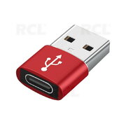 ADAPTER OTG USB A 2.0 (M) <-> USB C type (F),  red CPEK018R.jpg