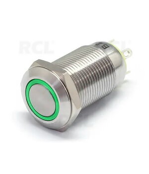 MYGTUKAS ON-(OFF) 12V DC, 3A, ø12mm, IP67, su žalia LED indikacija CPR01911Z.jpg