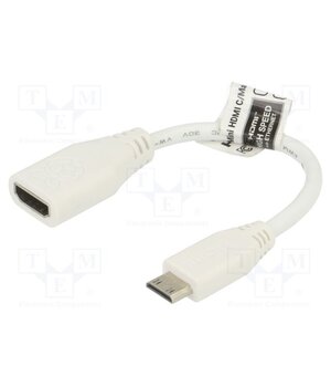 MINI HDMI C/M TO STANDARD HDMI A/F 10 W Accessories: connection cable; white; 100mm aK6X8yapF-Y4T9ngZbFgyZmOf4FwAuCCFq7yfR4f1Ac