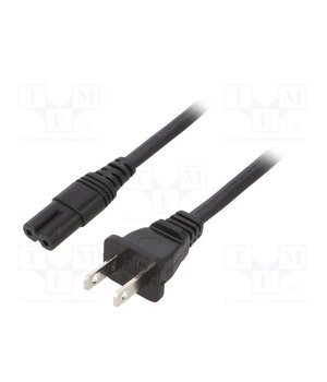 6010.5278 Cable; 2x18AWG; IEC C7 female,NEMA 1-15 (A) plug; PVC; 4m; black UmYduaAZWRmuxn6TJoXztyfDASUeJ32ynf4XsXgb_DY