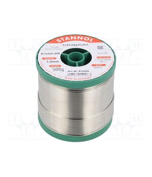 814006 Tin; lead free; Sn96,5Ag3Cu0,5; 1mm; 500g; reel; 2.5%; Alloy: TSC305 dv8aRjVcJcDgca-hqildp3DnDKN1PX0qamJpc5rzum4