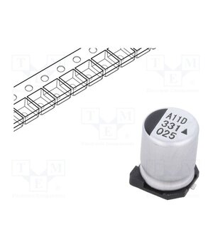 AEA0810331M025R Capacitor: electrolytic; SMD; 330uF; 25VDC; Ø8x10.5mm; 5000h; AEA aYH3i5IqFbXGmD-8GJZt2f49-imhzCTHQmKz9IRS9go