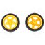 FIT0003 Wheel; yellow-black; Shaft: two sides flattened; push-in; Ø: 65mm xzmlEhb9dZE7ur5tfp6dd4oHrgoZKzxq7Dq8Wobp2yE