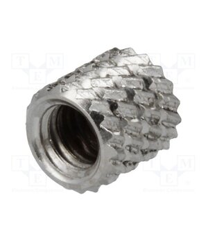 11M4NI Threaded insert; brass; nickel; M4; L: 5.9mm; Øout: 5.95mm jLqDY65BfrxChyvAjHVcPmp6nQr_DKPXTKqp2pCFVlI