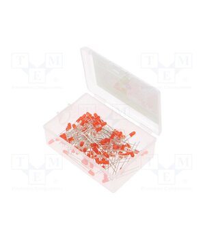 OKLEDT3100R6 Diode: LED-kit; THT; 3mm; 100pcs; red; 1.8÷2.4VDC; plastic box; 20mA TS16jpDH1nROM7mpcLCB3T98prKdknlhimCuiHSwGYw