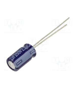 ECA2EM2R2 Capacitor: electrolytic; THT; 2.2uF; 250VDC; Ø6.3x11.2mm; ±20% SKkyKrGUhsCMZ5WNJYQP9lMjH5qa2nl83xyEyFk4Kl0