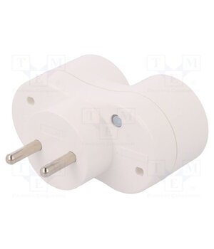 D.3802 Connector: AC supply; splitter; 2P; 250VAC; 16A; Type: round; white NRiSLPcT7AfSOi92a8Mgf0OvokzbapxWqmxfaYBWPVc