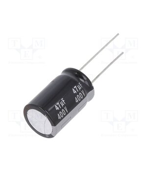 EEUED2G470 Capacitor: electrolytic; THT; 47uF; 400VDC; Ø16x25mm; Pitch: 7.5mm 5UazG6U_XFmH8tqxf3c66Qjea90v03bFFxYFvGbaE3k