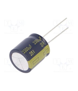 EEUFK1E332S Capacitor: electrolytic; low ESR; THT; 3300uF; 25VDC; Ø18x20mm VQuMf_2U2mvNQcUp3bDKb95hUl5ckD4NKjrMG5ZGUEU