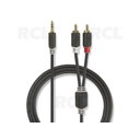 Stereo Audio Cable  3.5 mm Male <-> 2x RCA Male, 10m
