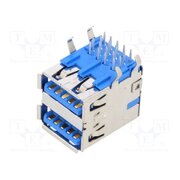 48406-0003 Connector: USB A; socket; on PCBs; THT; PIN: 9; angled 90°; double Tc6Ex7P5iYZAzLUkWzfLp6DML3I4PwX0Lyit7FeM-c0
