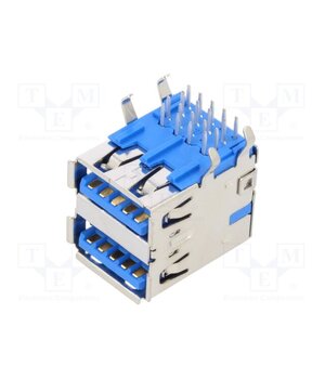 48406-0003 Connector: USB A; socket; on PCBs; THT; PIN: 9; angled 90°; double Tc6Ex7P5iYZAzLUkWzfLp6DML3I4PwX0Lyit7FeM-c0