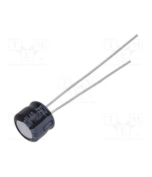 ECEA1HKS100 Capacitor: electrolytic; THT; 10uF; 50VDC; Ø6.3x5mm; Pitch: 2.5mm 4BrQ2WeuRS-aI95ZuEDZcjitElntimjSM2yGeVQh4BU