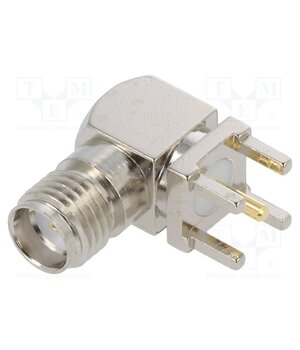 CONSMA002 Connector: SMA; socket; female; angled 90°; 50Ω; THT; on PCBs; PTFE lP0Af3yyhNKsKctQLSvf5FXlXHhWioc4ac9vRdq9jOM