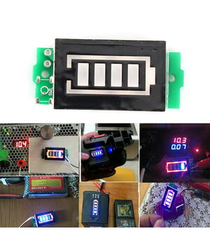 Litija baterijas kapacitātes indikatora modulis, 16,8 V 4s, 13,2 V–15,6 V, zils

 ATMI52+4.jpg