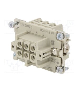 1200200000 Connector: rectangular; female; HDC; PIN: 6; 24A; 500V; 6+PE; size 3 SJtdGzqI4bcKfaK16w6LY5Xl6omV-sUFcsEZ5HKXkD4