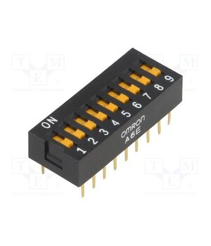 A6E-9101-N Switch: DIP-SWITCH; Poles number: 9; ON-OFF; 0.025A/24VDC; Pos: 2 vRsThonR_QEsA-SeyM088m_9a0tVgdGUUTkD2ecS-qE
