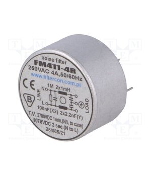 FM411-4R Filter: anti-interference; 250VAC; Cx: 100nF; Cy: 2.2nF; 0.5mH; THT 0newhiTmub_Gnp2a6H-NMW-f9ALraXM7tGCxswNxVyw