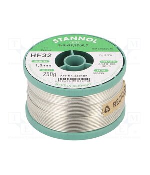 648107 Tin; lead free; Sn99,3Cu0,7; 1mm; 250g; reel; 3.5%; Flux: SW32; HF32 uskitm0osarCPn0O4Ci6jFYEBVv3JQIlxdXs_zl4Hn4