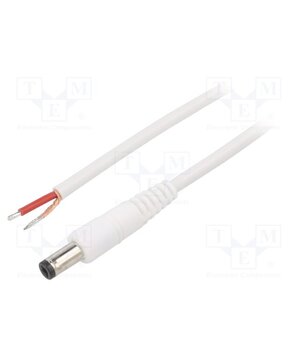 A21-TT-C100-150WH Cable; 1x1mm2; wires,DC 5,5/2,1 plug; angled; white; 1.5m 1VmFzRTONoUUVXLbzw8urT3wBEls7xi4Go4YnxU9PpA