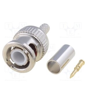 RF1-03-D-01-50 Connector: BNC; plug; male; straight; 50Ω; crimped; for cable; POM KvwuR9KNpjOZy8c0bj_FEjwThluQ7Zo5Kloq49Mp5g8
