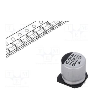 AEA1010681M016R Capacitor: electrolytic; SMD; 680uF; 16VDC; Ø10x10mm; 5000h; AEA 5IJujRz1JSxVM0L9o9uMh7zflZGlLqPt31CRdyS0O00