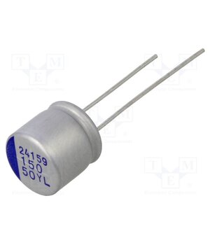YL1H157M1009MBB Capacitor: hybrid; THT; -55÷125°C; Body dim: Ø10x9.5mm; 150uF; ±20% 047h0GY74p2X2Mo1LE2csxDSmaU3k8NYxUVfm3LtiT4