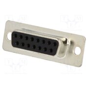 DB15-SS Connector: D-Sub; PIN: 15; plug; female; for cable; soldering; black V7RX7tNuv-PUUTU2NsPJ1nsHO3VUGlnnJwJQGEtWjr4