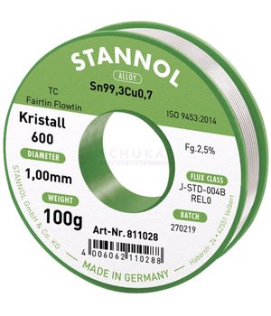 LYDMETALIS 1.0mm 100gr. Sn99.3Cu0.7 , bešvinis STANNOL Kristall 600 ILYDB1001.jpg