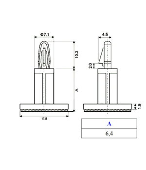 LAIKIKLIS MONTAŽINEI PLOKŠTEI, klijuojamas,  A=6.4mm, 17.8x17.8mm IPL0406+1.jpg