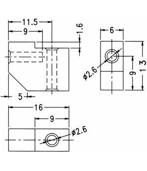 Mounting brackets dia 2,6mm, 16x13x6mm IPL1613K+1.jpg