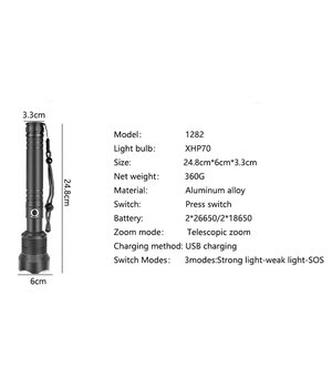 PROŽEKTORIUS - ŽIBINTUVĖLIS XHP70 mait. 2x26650, krovimas micro USB, fokuso reguliavimas IPR071+1.jpg