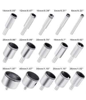 Diamond Hole saw Drill Bit Tool, 6-50mm Ceramic, 15pcs, for Porcelain, Glass, Marble  IRKR001+1.jpg