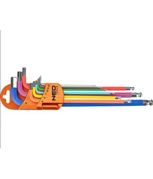 9 pcs rainbow extra long hex key set with holder, Neo IRRTH9N.jpg