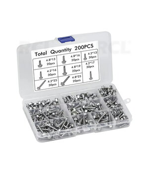 Set of self-tapping drill screw, hexagonal head, stainless steel, 410 series,  200pcs ITR1220.jpg