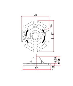 LED 1W 3-3.8V 35-45lm 140° baltas, STAR PLDGS1X+1.jpg