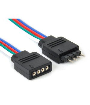 Разъём-штекер для светодиодной RGB ленты, 4 контакта (4pin), с соединительным проводом 100 мм, питание 12–24 В DC. PLDJX13X+1.jpg