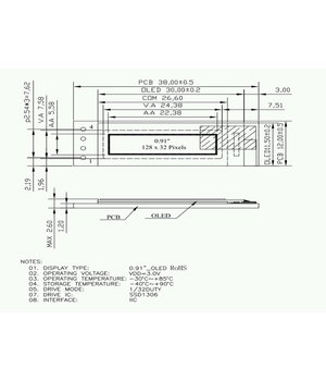 OLED Display module, 3.3-5V, 0.91", IIC 12832, white PLSC12832+3.jpg